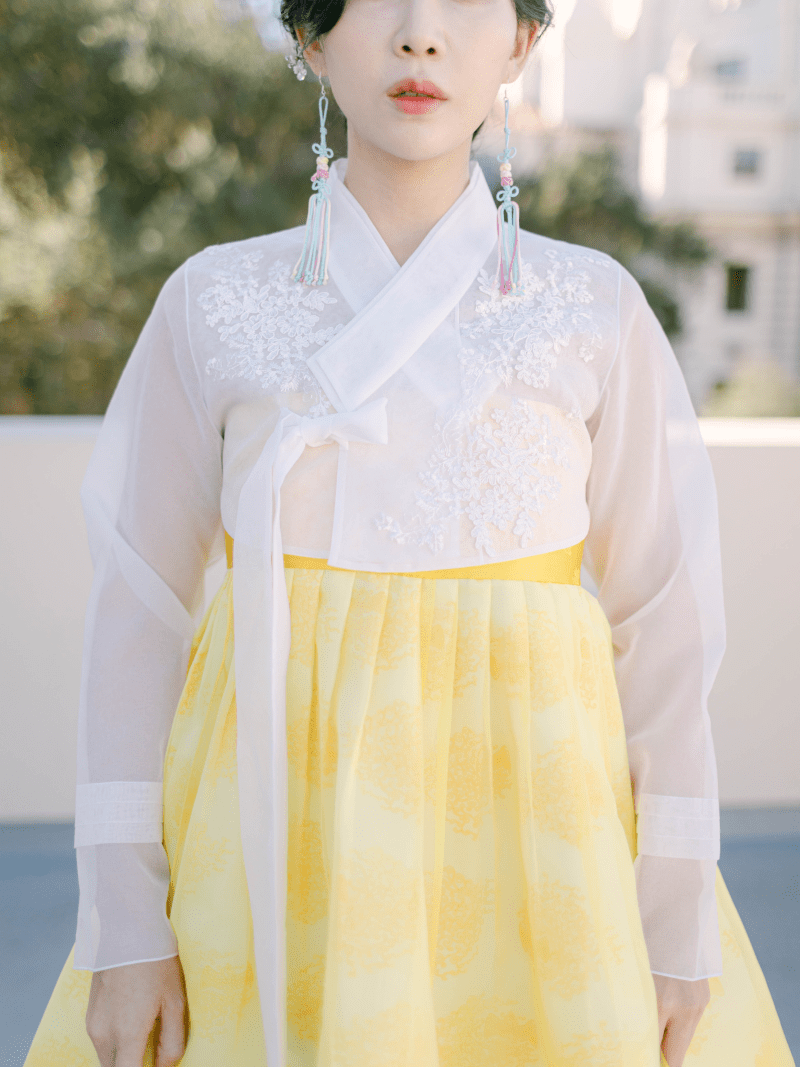 LEEHWAWEDDINGMODERNBRIDALYELLOWHANBOKDRESSFLOWERSPRINGSTYLE1